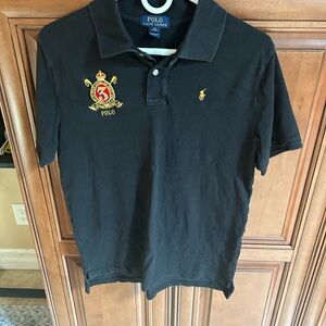 Ralph Lauren Black Polo with Gold Embroidery